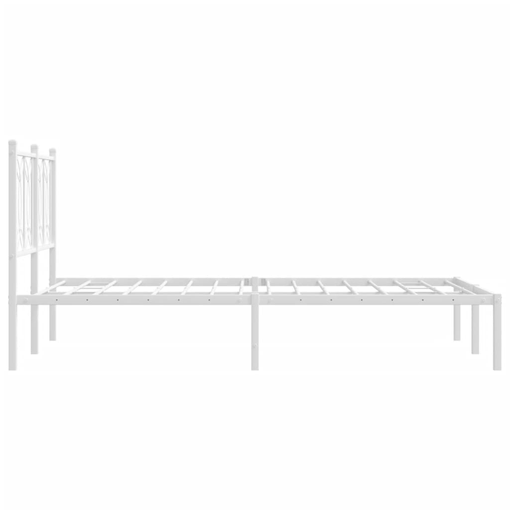 vidaXL Metal Bed Frame without Mattress with Headboard White 120x200cm