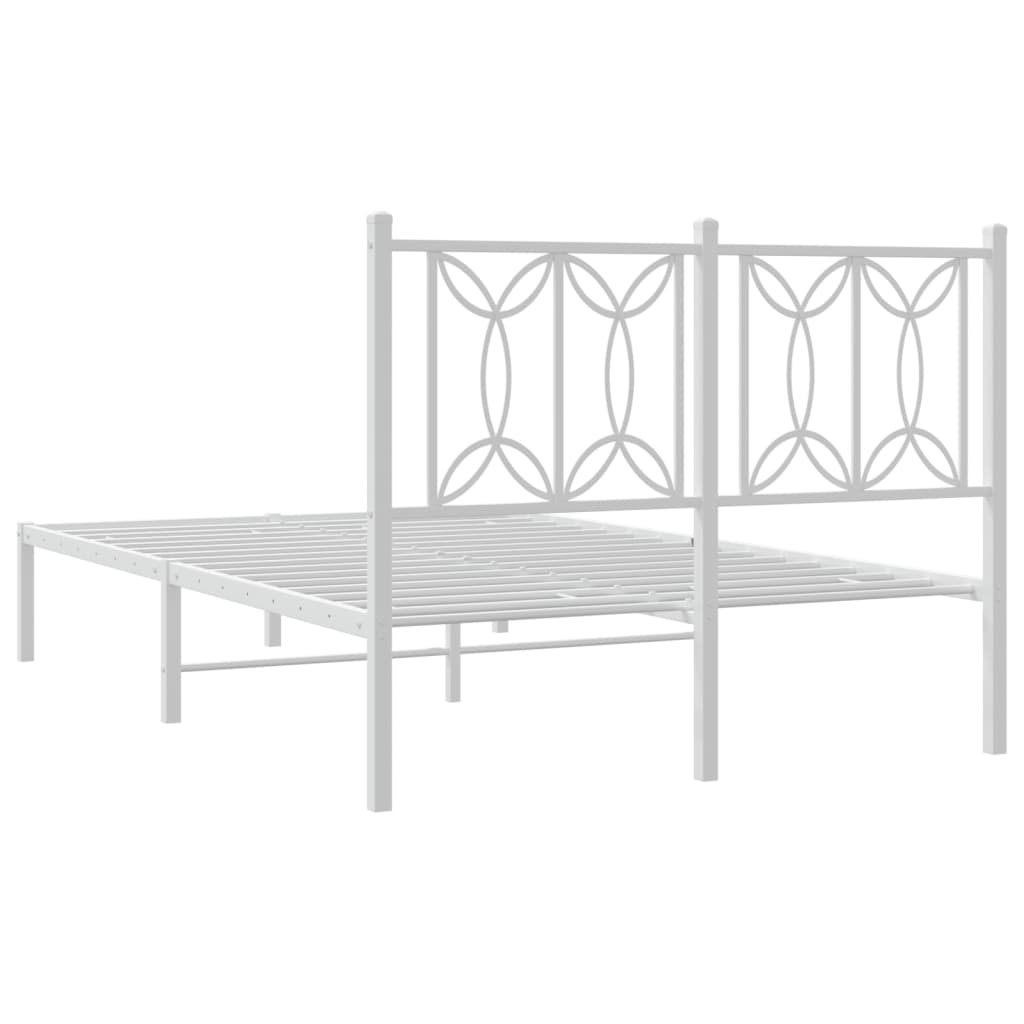 vidaXL Metal Bed Frame without Mattress with Headboard White 120x200cm