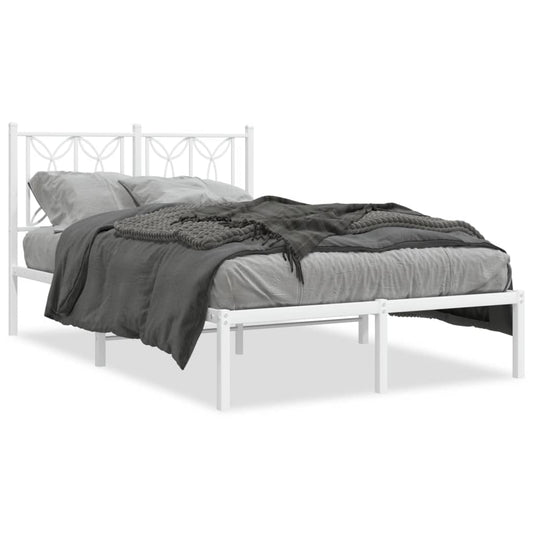 vidaXL Metal Bed Frame without Mattress with Headboard White 120x200cm