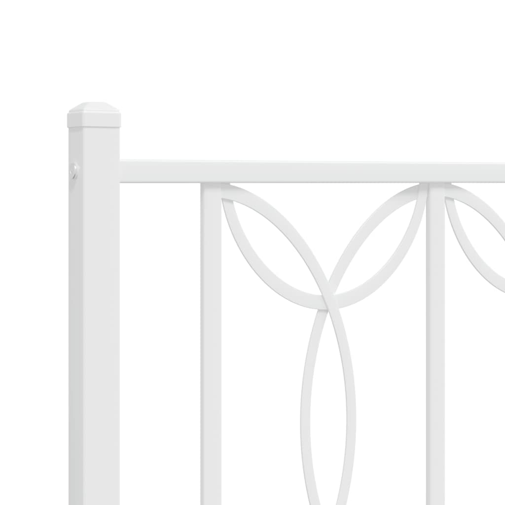 Metal Bed Frame without Mattress with Headboard White 135x190cm