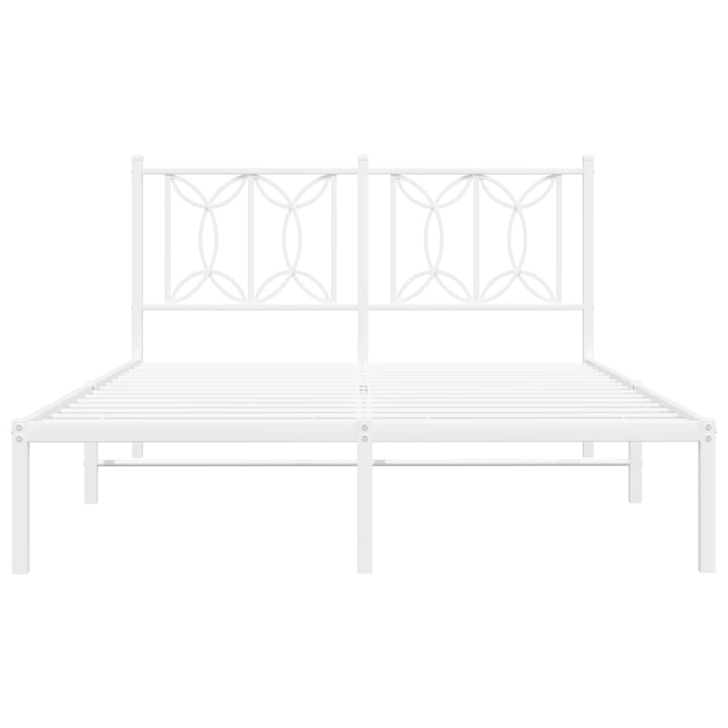 vidaXL Metal Bed Frame without Mattress with Headboard White 140x190cm