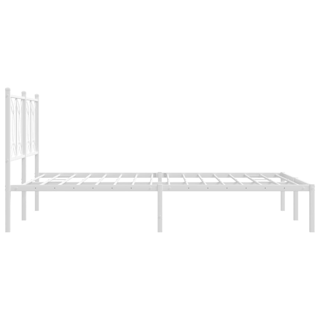 vidaXL Metal Bed Frame without Mattress with Headboard White 140x190cm