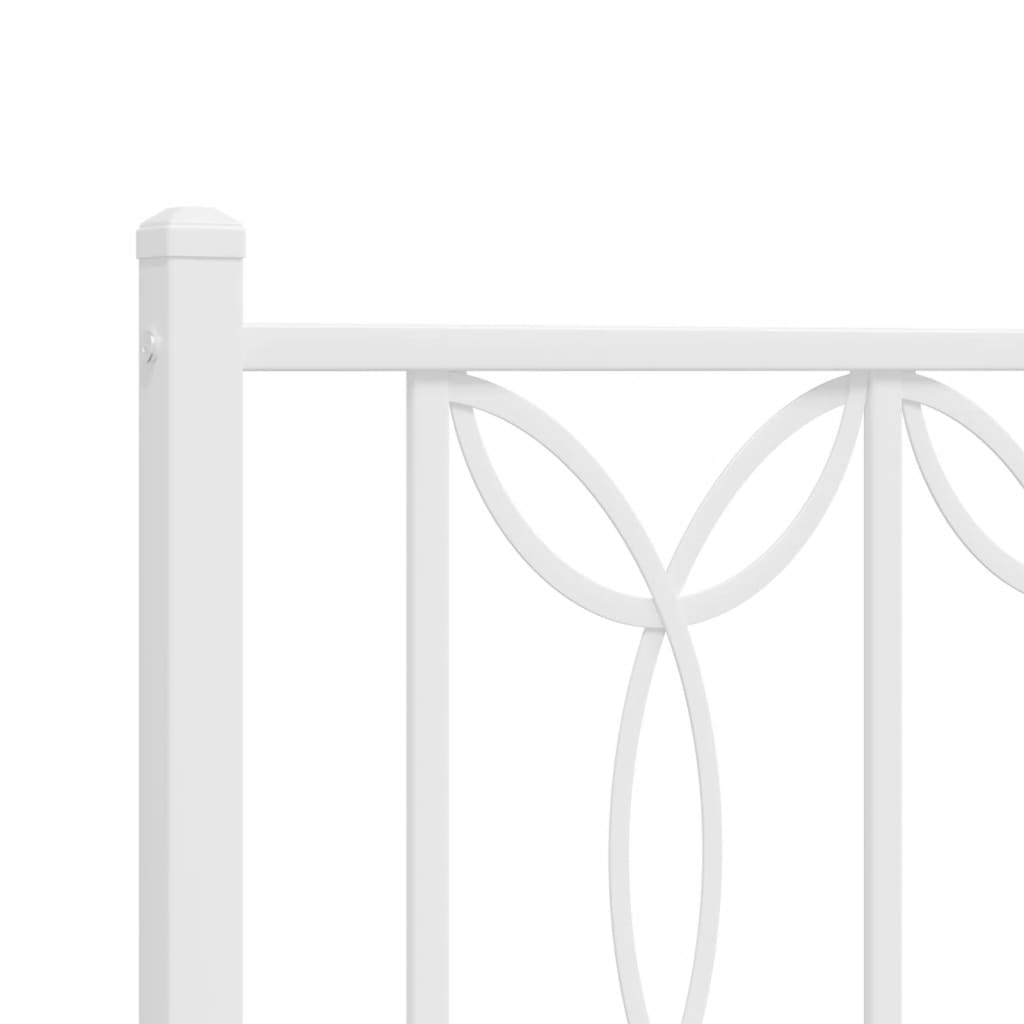 vidaXL Metal Bed Frame without Mattress with Headboard White 140x190cm