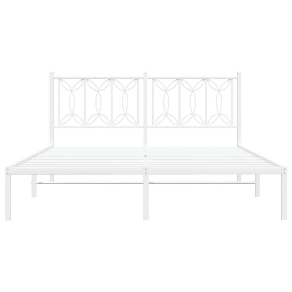 vidaXL Metal Bed Frame without Mattress with Headboard White 160x200cm