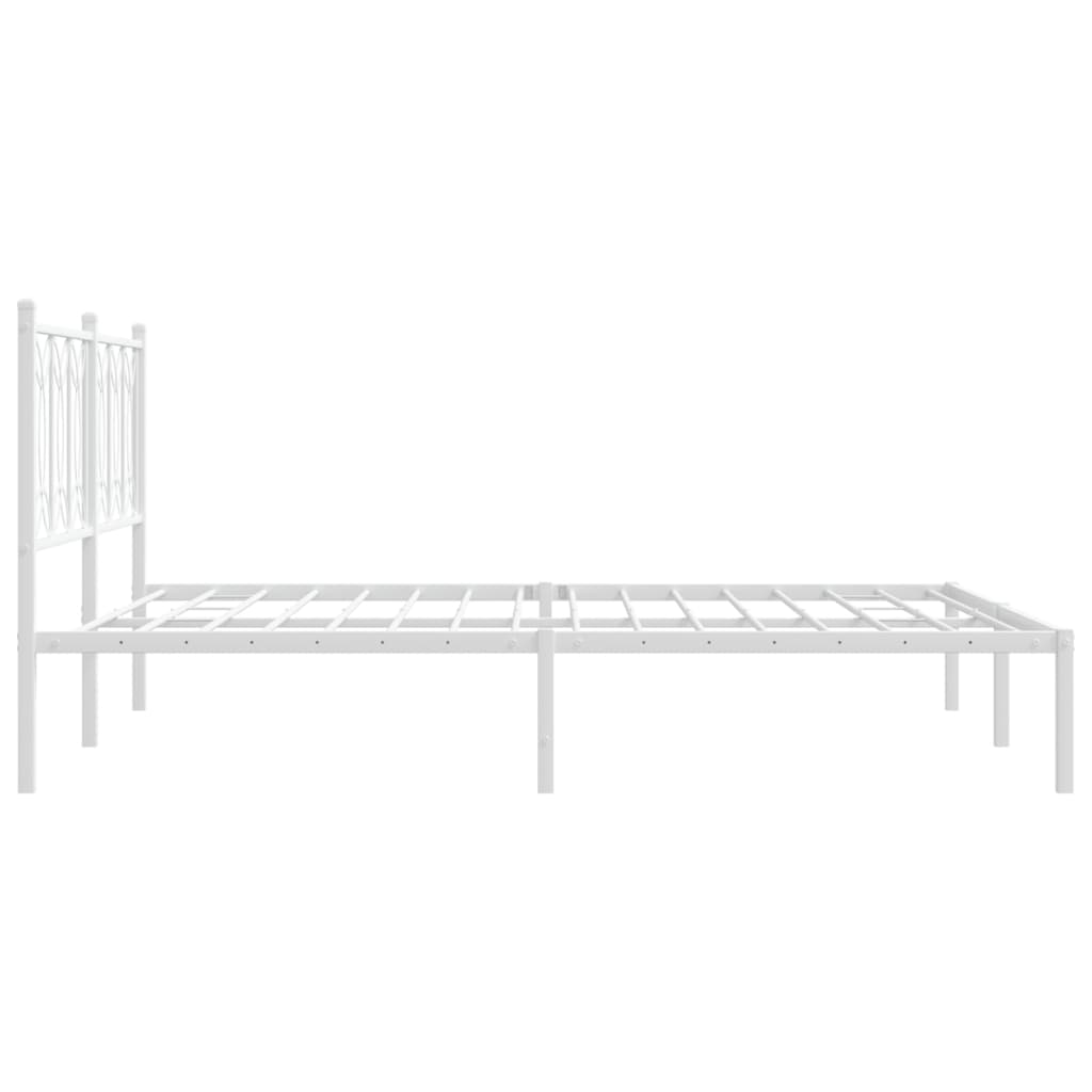 vidaXL Metal Bed Frame without Mattress with Headboard White 160x200cm