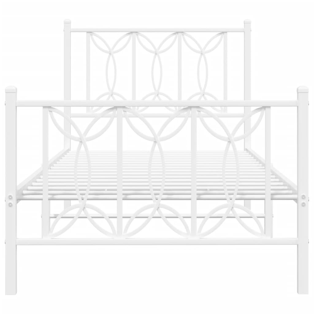 vidaXL Metal Bed Frame without Mattress with Footboard White 75x190cm