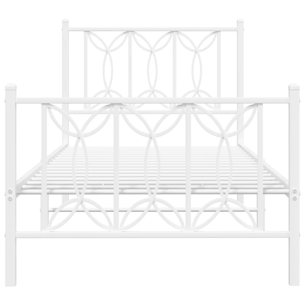 vidaXL Metal Bed Frame without Mattress with Footboard White 80x200cm