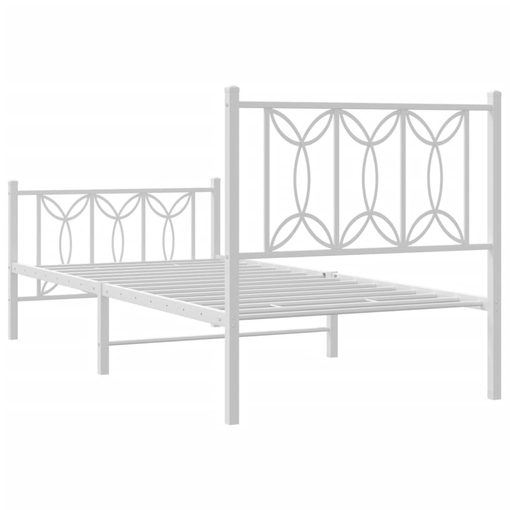 vidaXL Metal Bed Frame without Mattress with Footboard White 80x200cm