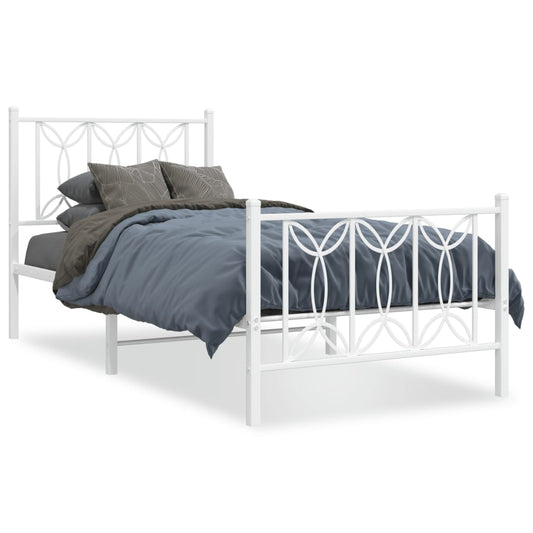 vidaXL Metal Bed Frame without Mattress with Footboard White 80x200cm