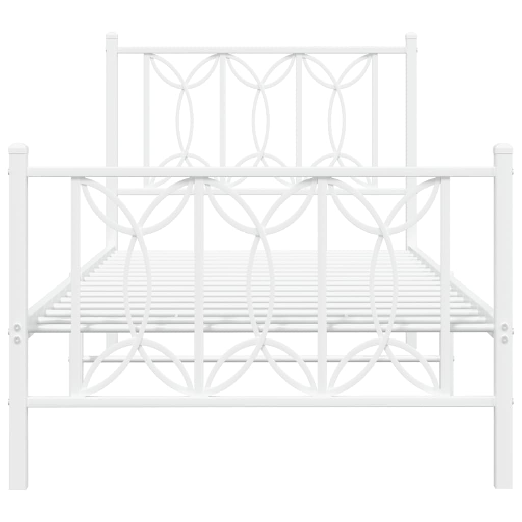 vidaXL Metal Bed Frame without Mattress with Footboard White 90x190cm