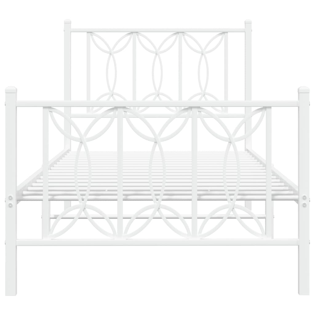 vidaXL Metal Bed Frame without Mattress with Footboard White 90x200cm