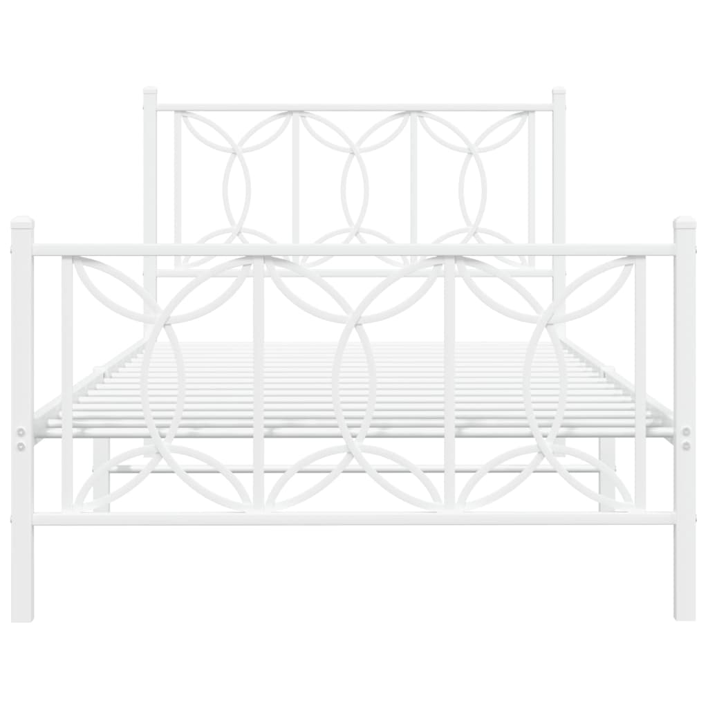 vidaXL Metal Bed Frame without Mattress with Footboard White 100x190cm