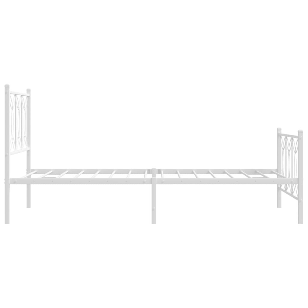 vidaXL Metal Bed Frame without Mattress with Footboard White 100x190cm