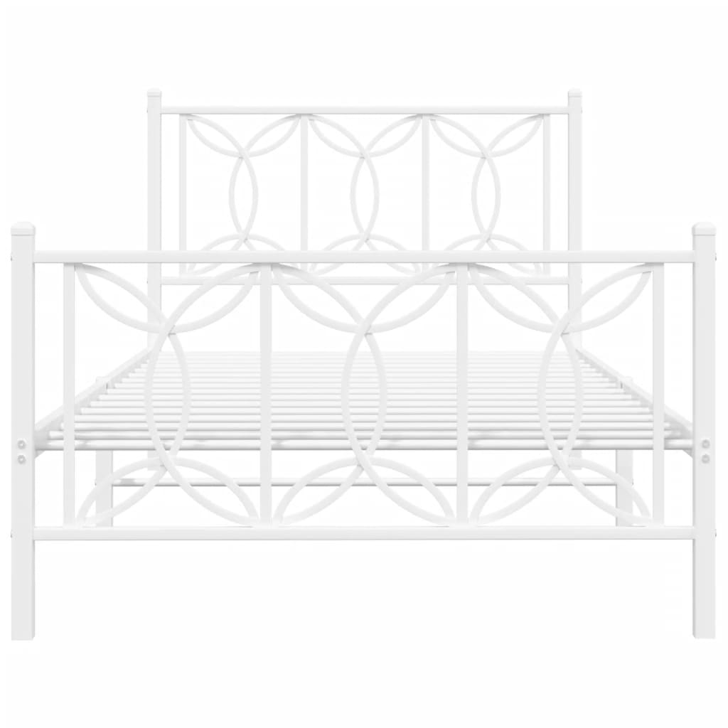 vidaXL Metal Bed Frame without Mattress with Footboard White 107x203cm