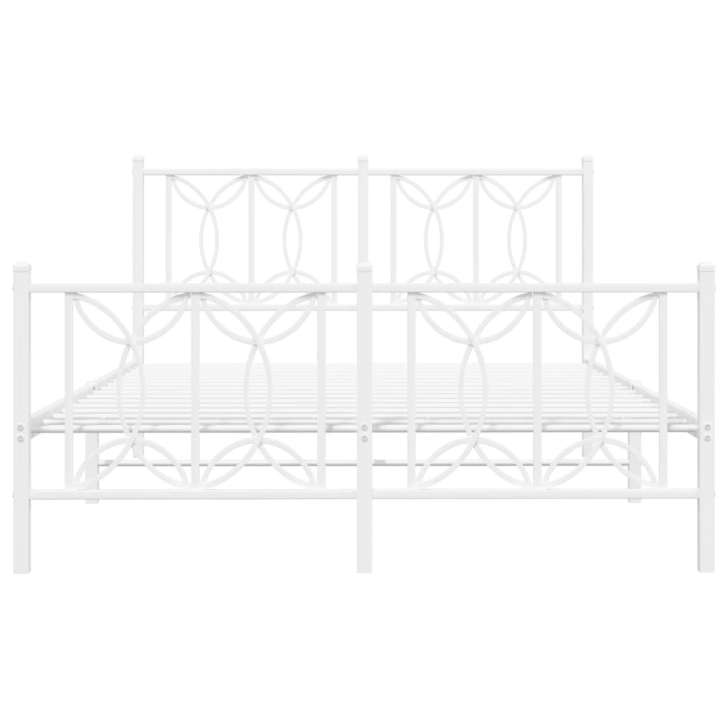 vidaXL Metal Bed Frame without Mattress with Footboard White 135x190cm