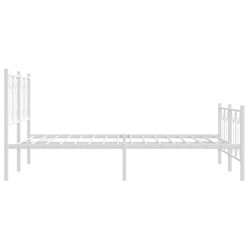 vidaXL Metal Bed Frame without Mattress with Footboard White 135x190cm