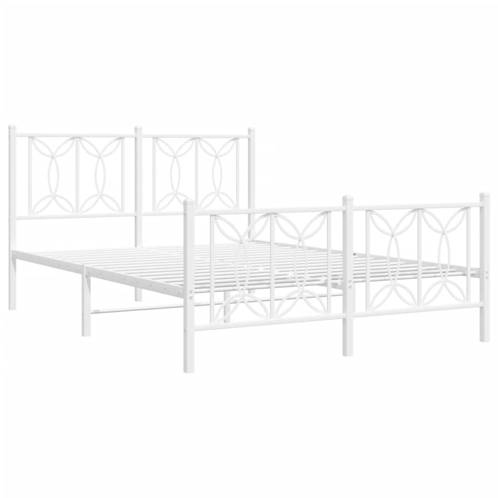 vidaXL Metal Bed Frame without Mattress with Footboard White 140x200cm