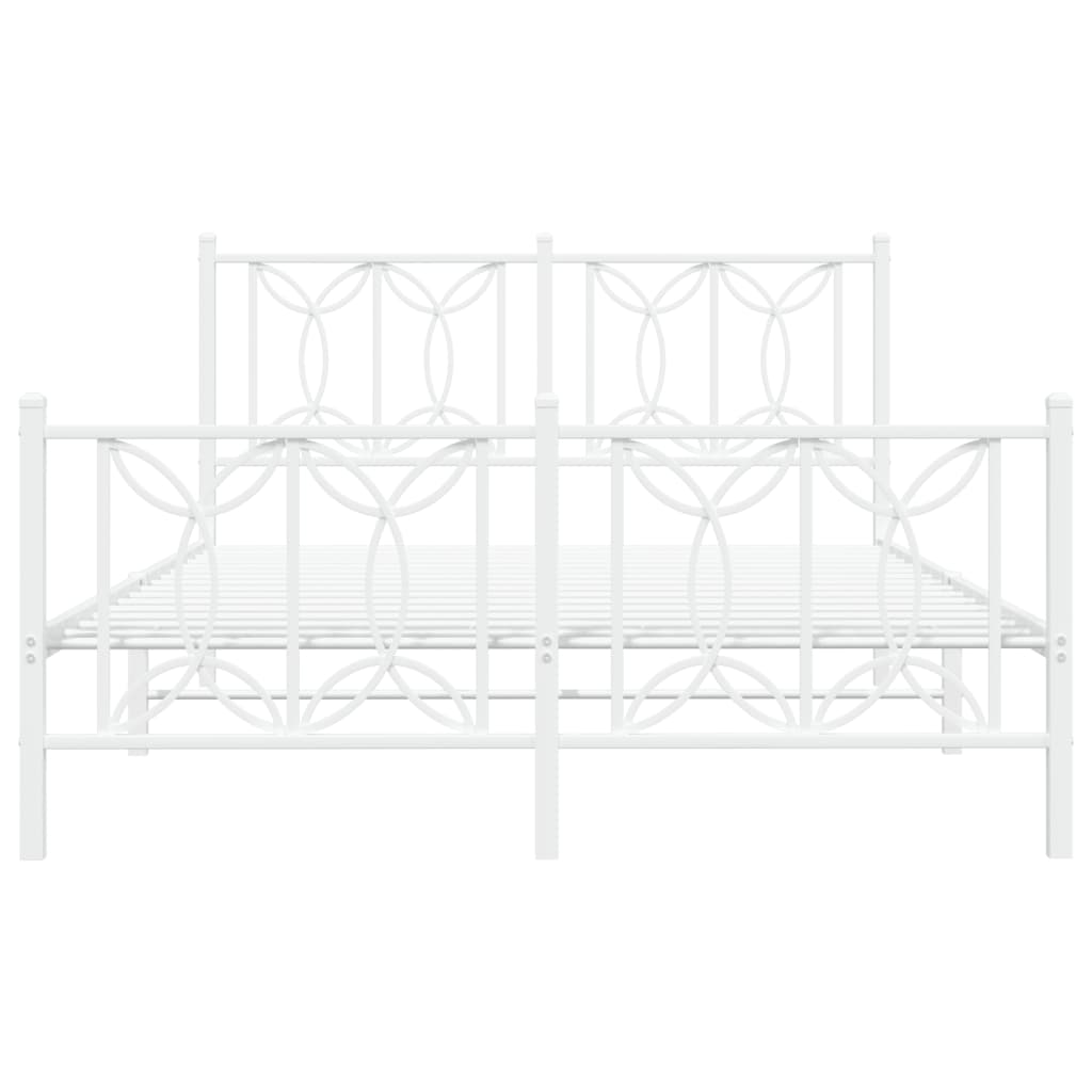 vidaXL Metal Bed Frame without Mattress with Footboard White 140x200cm