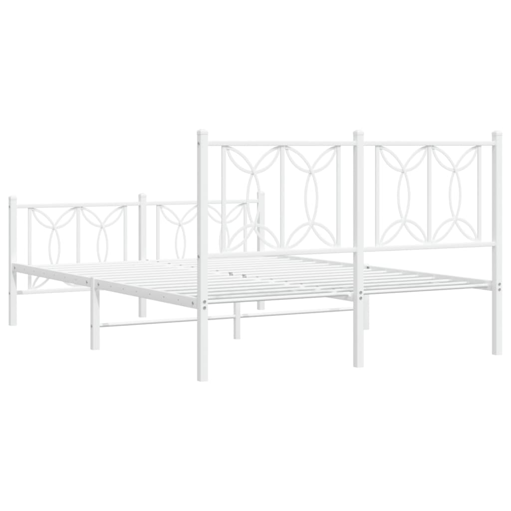 vidaXL Metal Bed Frame without Mattress with Footboard White 140x200cm