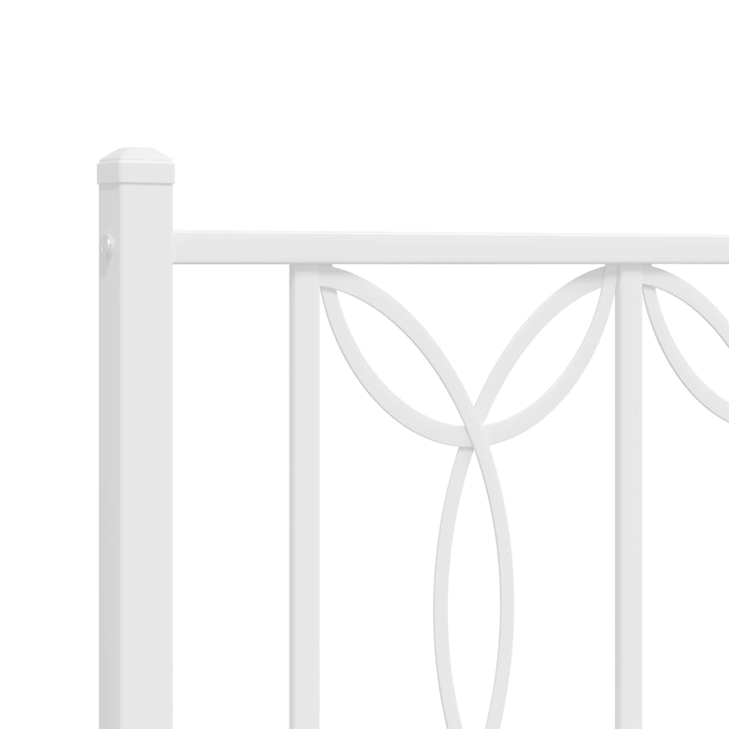 Metal Bed Frame without Mattress with Footboard White 150x200cm