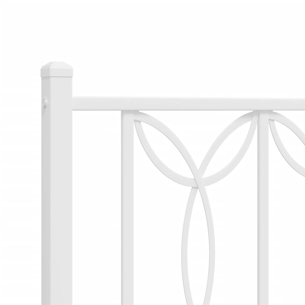 Metal Bed Frame without Mattress with Footboard White 193x203cm