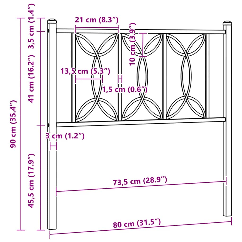 Metal Replace Headboard White 75 cm