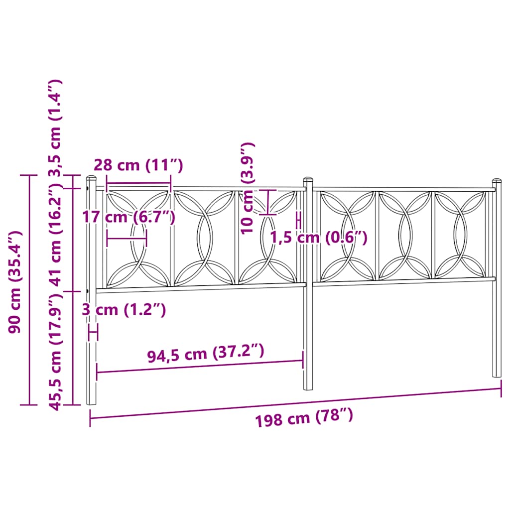 Metal Replace Headboard White 193 cm