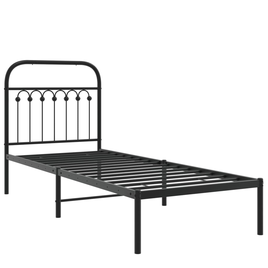 vidaXL Metal Bed Frame without Mattress with Headboard Black 80x200cm