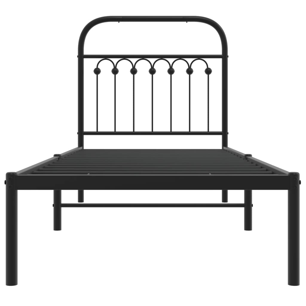 vidaXL Metal Bed Frame without Mattress with Headboard Black 80x200cm