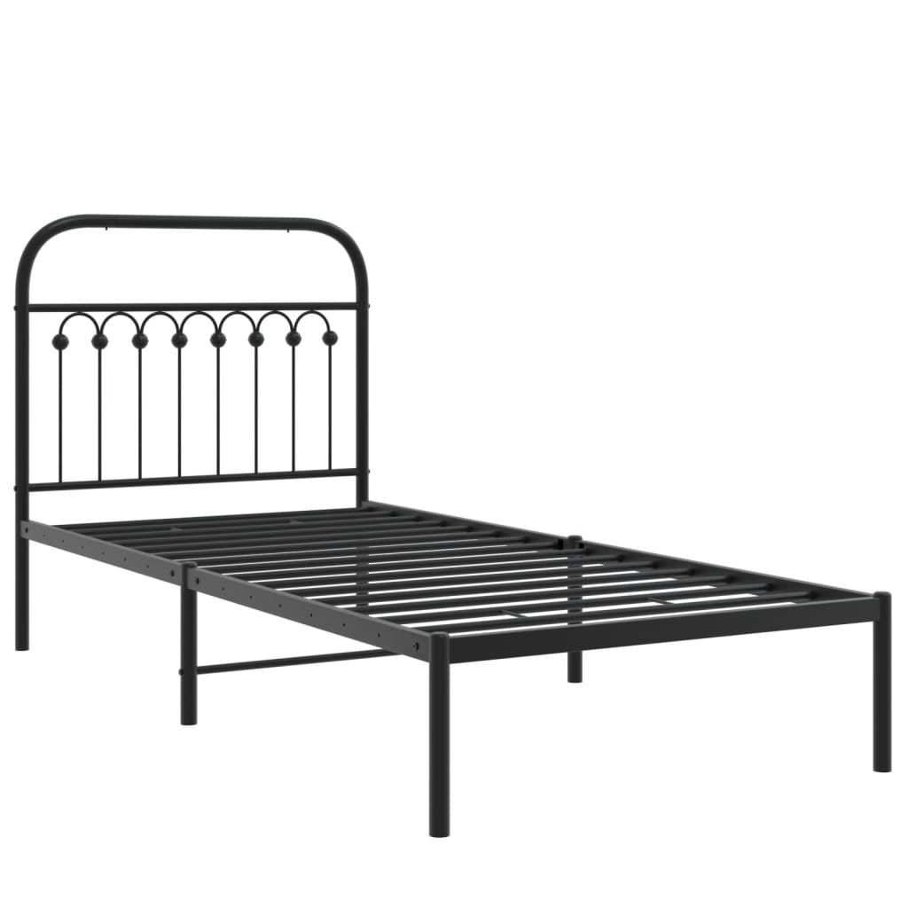 vidaXL Metal Bed Frame without Mattress with Headboard Black 90x190cm