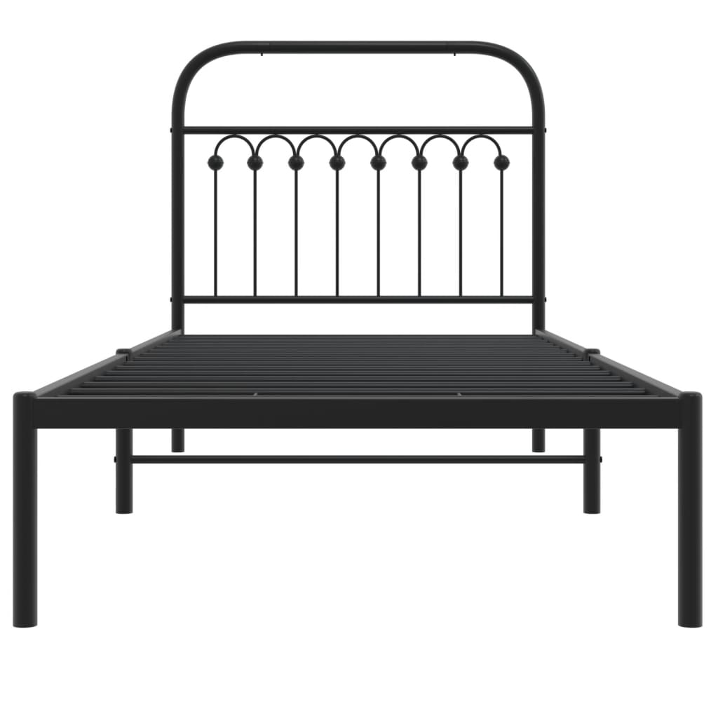 vidaXL Metal Bed Frame without Mattress with Headboard Black 90x190cm