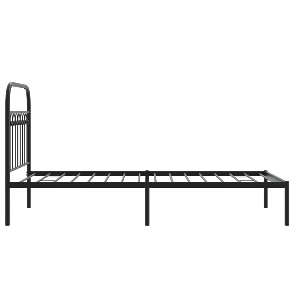 vidaXL Metal Bed Frame without Mattress with Headboard Black 90x190cm