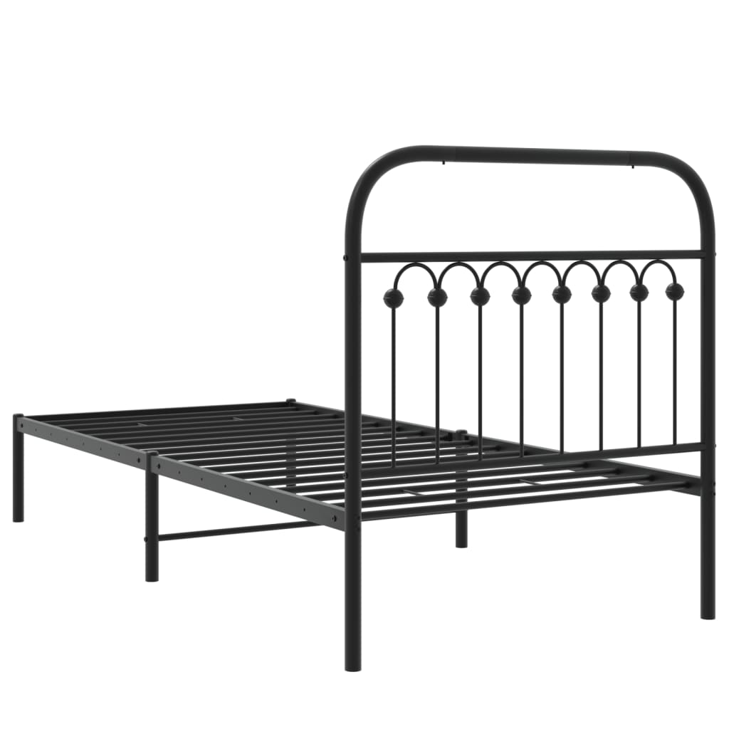 vidaXL Metal Bed Frame without Mattress with Headboard Black 90x190cm