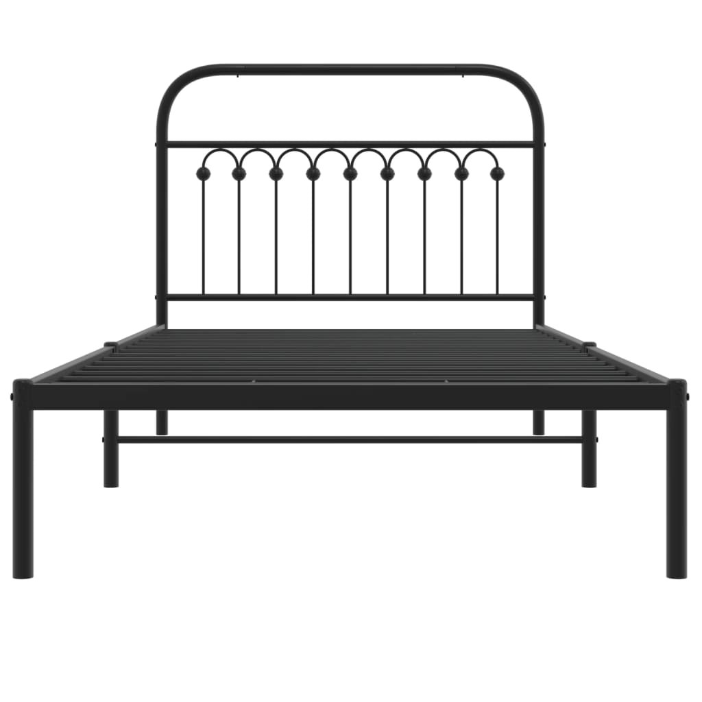 vidaXL Metal Bed Frame without Mattress with Headboard Black 100x190cm