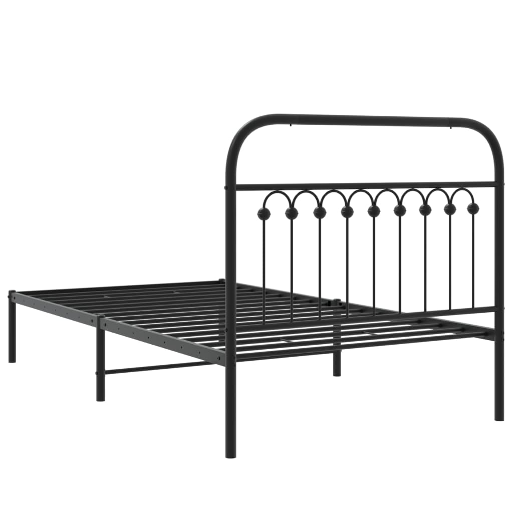 vidaXL Metal Bed Frame without Mattress with Headboard Black 100x190cm