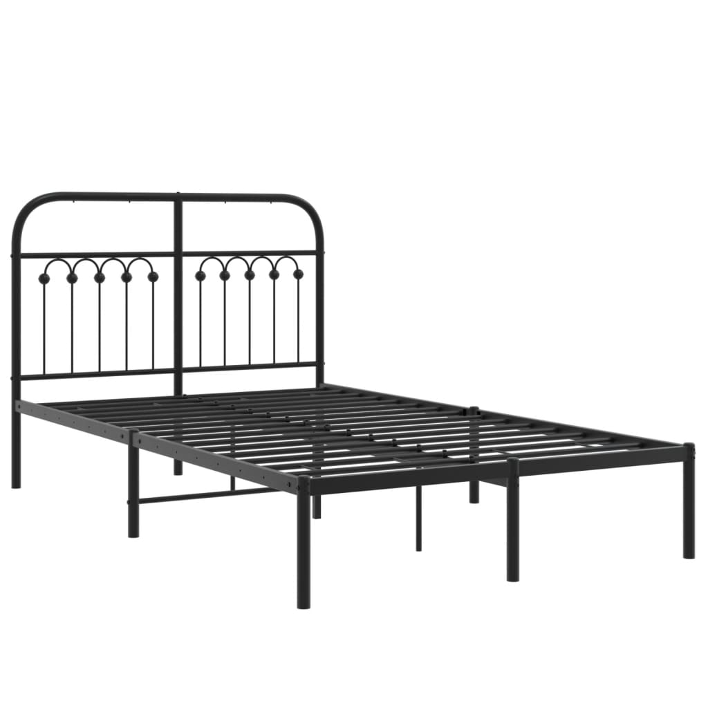 vidaXL Metal Bed Frame without Mattress with Headboard Black 120x190cm