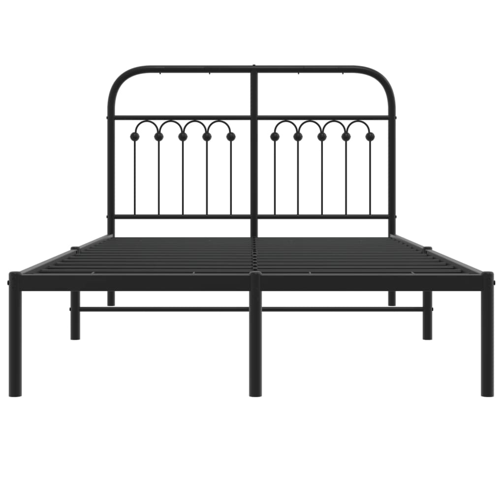 vidaXL Metal Bed Frame without Mattress with Headboard Black 120x190cm