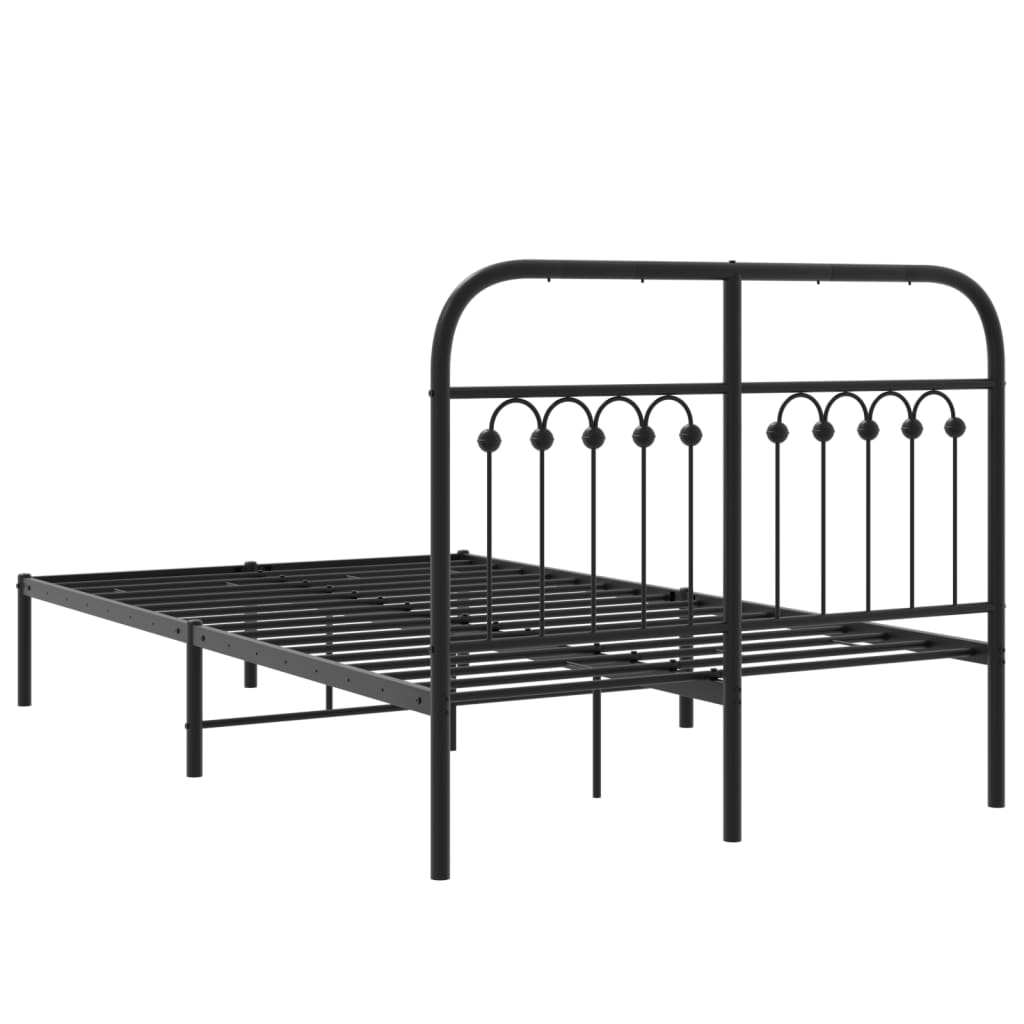 vidaXL Metal Bed Frame without Mattress with Headboard Black 120x190cm