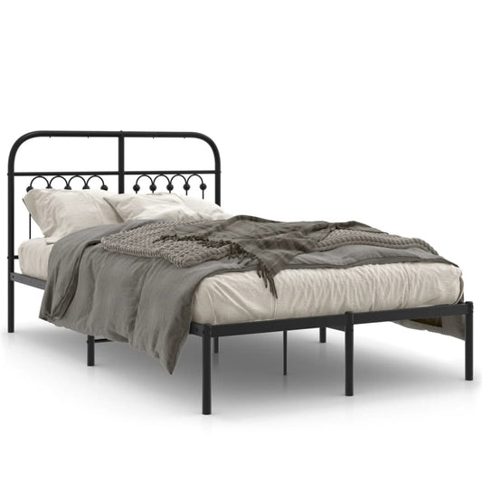 vidaXL Metal Bed Frame without Mattress with Headboard Black 120x190cm