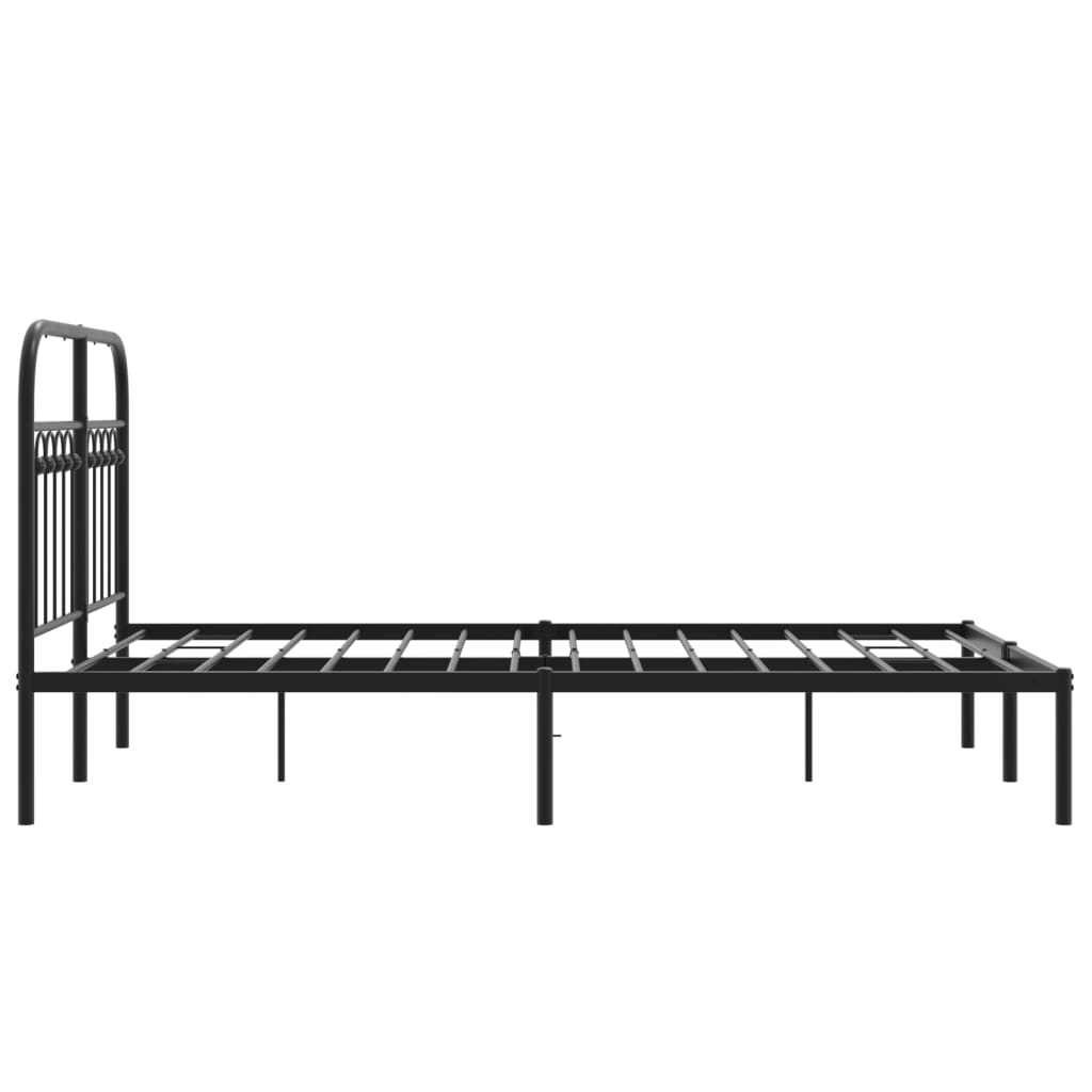 Metal Bed Frame without Mattress with Headboard Black 120x200cm