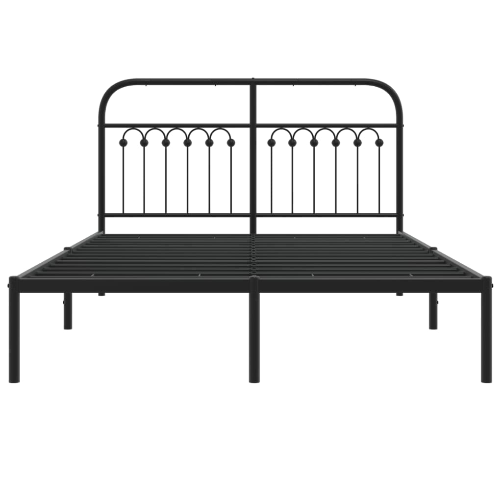 vidaXL Metal Bed Frame without Mattress with Headboard Black 135x190cm