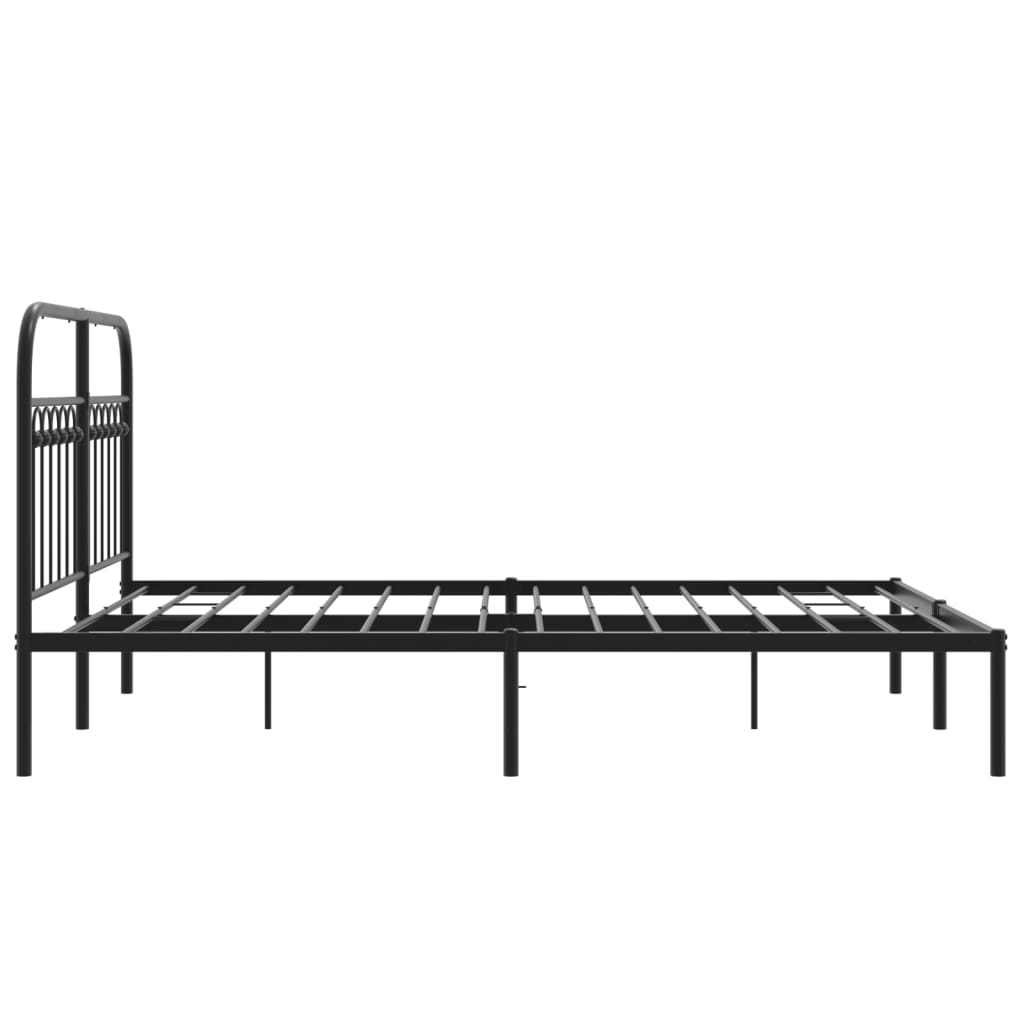 vidaXL Metal Bed Frame without Mattress with Headboard Black 135x190cm