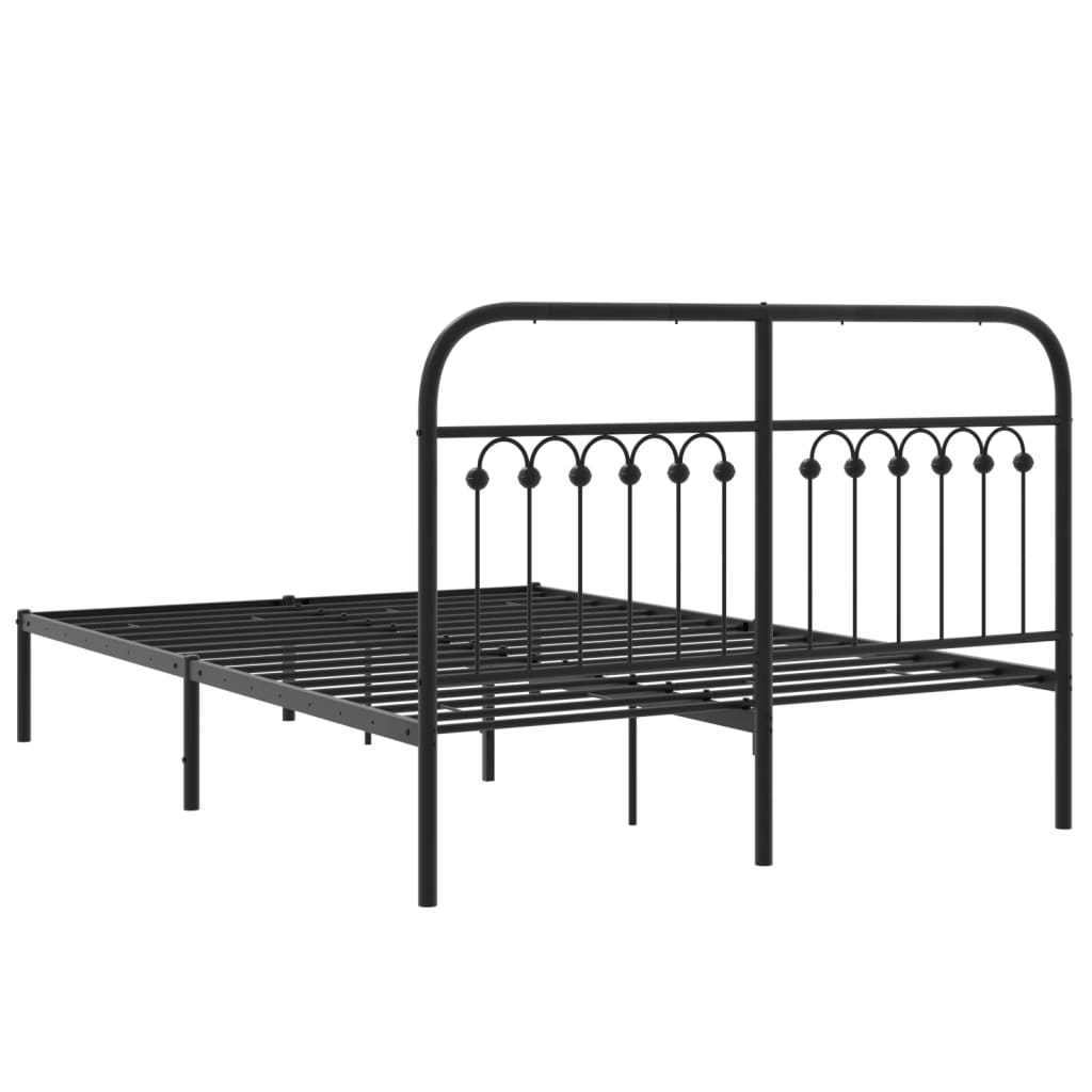 vidaXL Metal Bed Frame without Mattress with Headboard Black 135x190cm