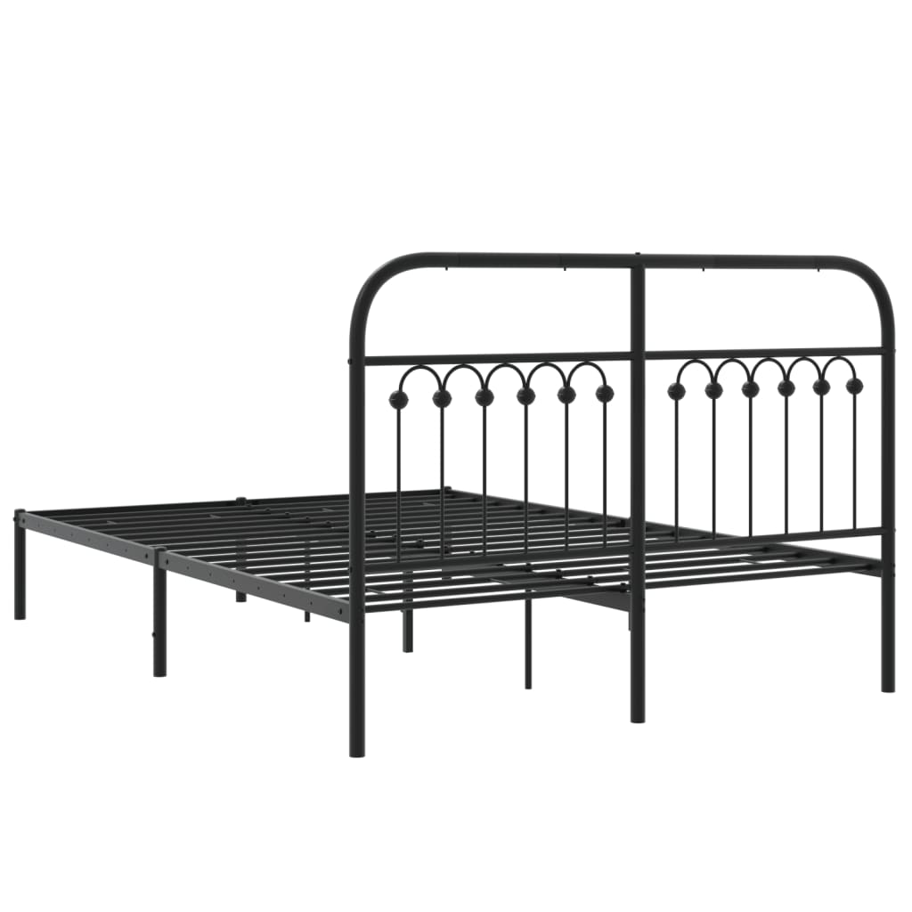 vidaXL Metal Bed Frame without Mattress with Headboard Black 140x190cm