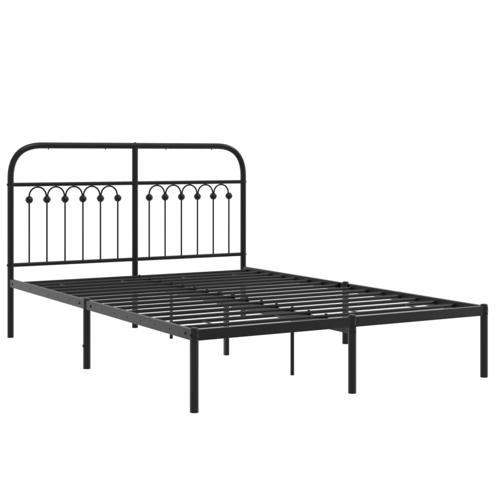 Metal Bed Frame without Mattress with Headboard Black 140x200cm