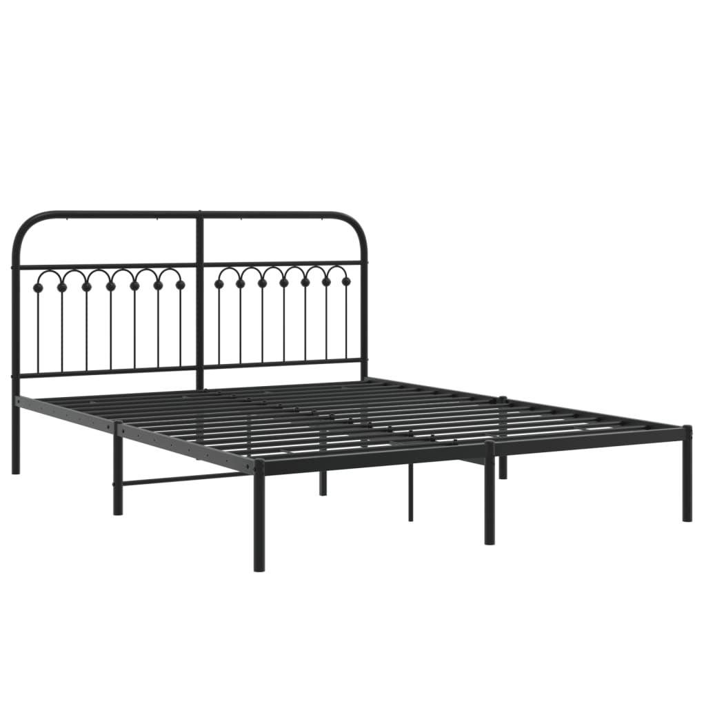 vidaXL Metal Bed Frame without Mattress with Headboard Black 150x200cm