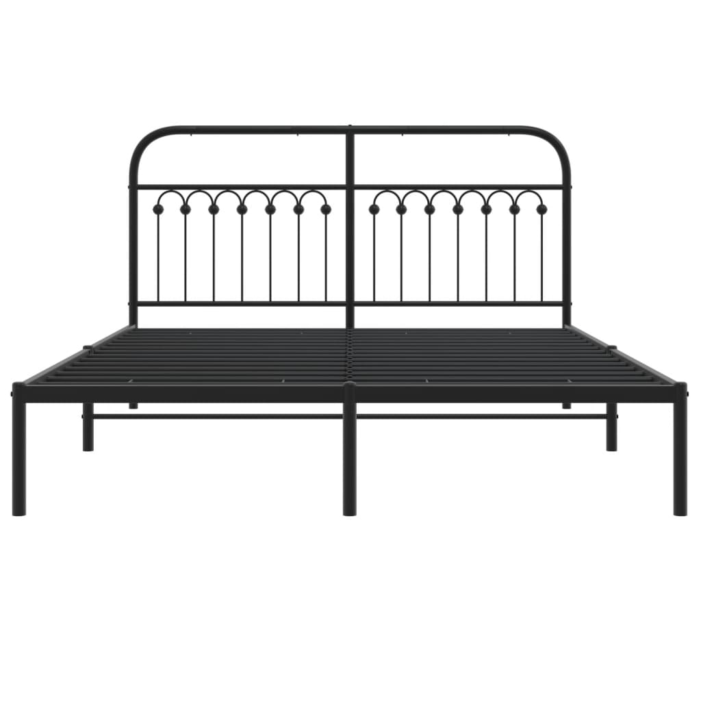 vidaXL Metal Bed Frame without Mattress with Headboard Black 150x200cm