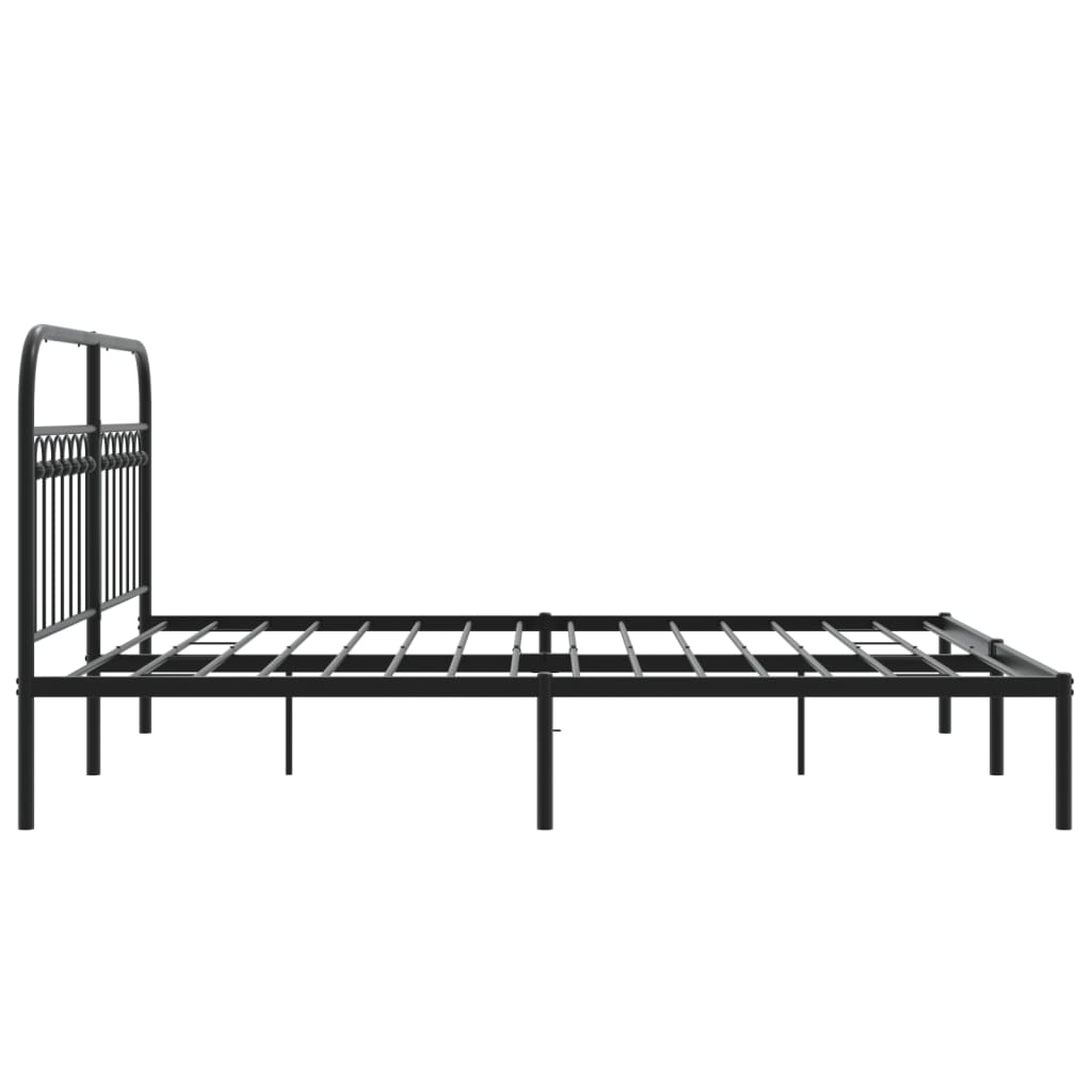 vidaXL Metal Bed Frame without Mattress with Headboard Black 150x200cm