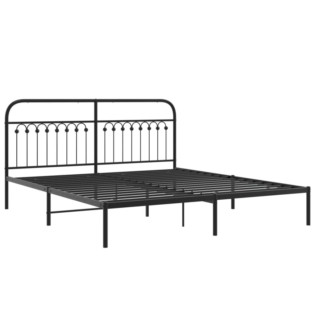 vidaXL Metal Bed Frame without Mattress with Headboard Black 183x203cm