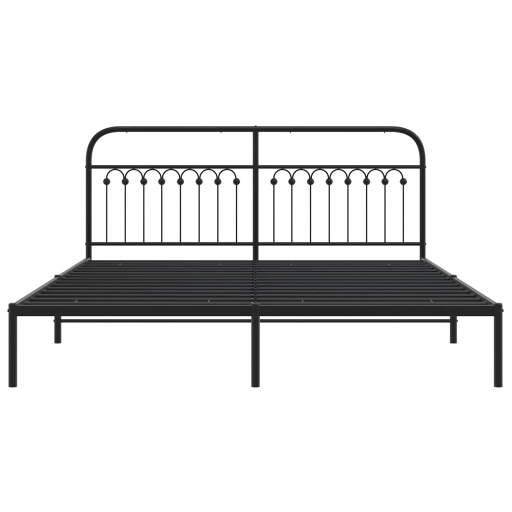 vidaXL Metal Bed Frame without Mattress with Headboard Black 183x203cm